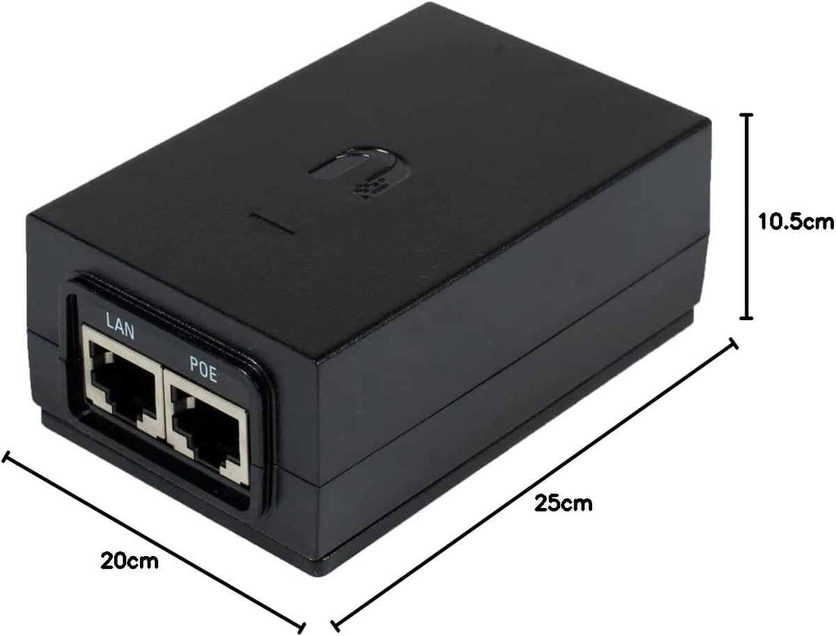 Netwerk Adapter - PoE Injector - Stroom Leveren - Snelle Ethernet - 187 cm - Zwart