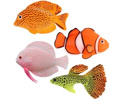 Dailygoods - 4Pcs Kunstmatige Vissen voor Aquarium Decoratie - Siliconen Nep Tropische Vissen