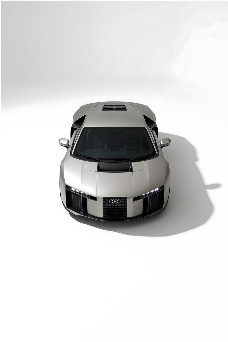 Audi Sportwagen Minimal White - 40x60 cm - Dibond Wanddecoratie - Premium Aluminium Wandprint - Luxe Auto Kunstdruk - Audi