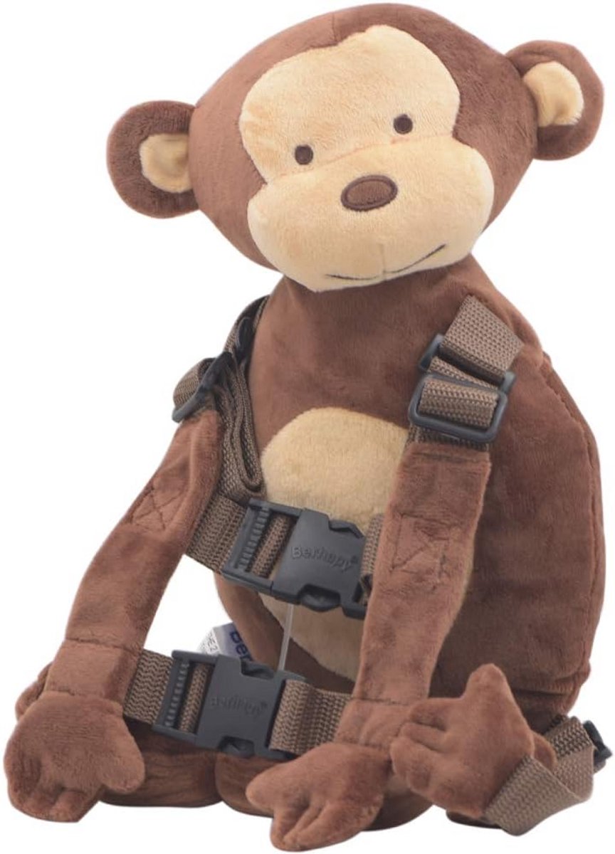 Kinder Rugzak - Veiligheidsharnas Tas - Veilig Wandelen - Aap Design - 30 x 17 cm - Bruin