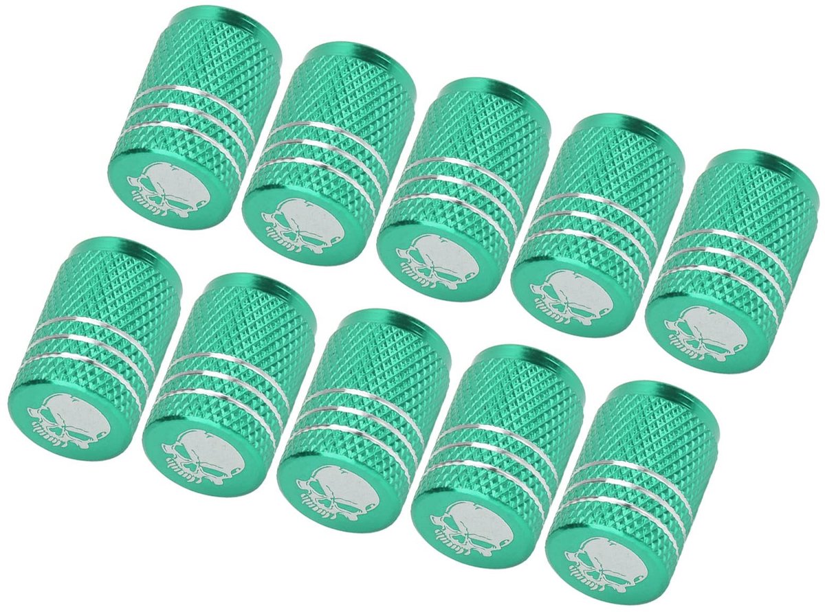 Dailygoods- Ventieldopjes Schedelpatroon - 10 Stuks - Duurzaam Materiaal - Stof- en Waterdicht - Geschikt voor Auto's/SUV's/Fietsen - Schroefdraadstructuur - Wieldopjes