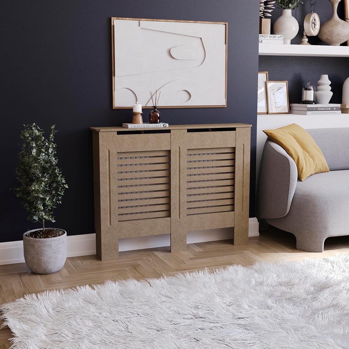 Radiatorafdekking - Verwarmingkast - Woonkamer Decoratie - Schilderbaar MDF - 111 x 82 cm - Naturel