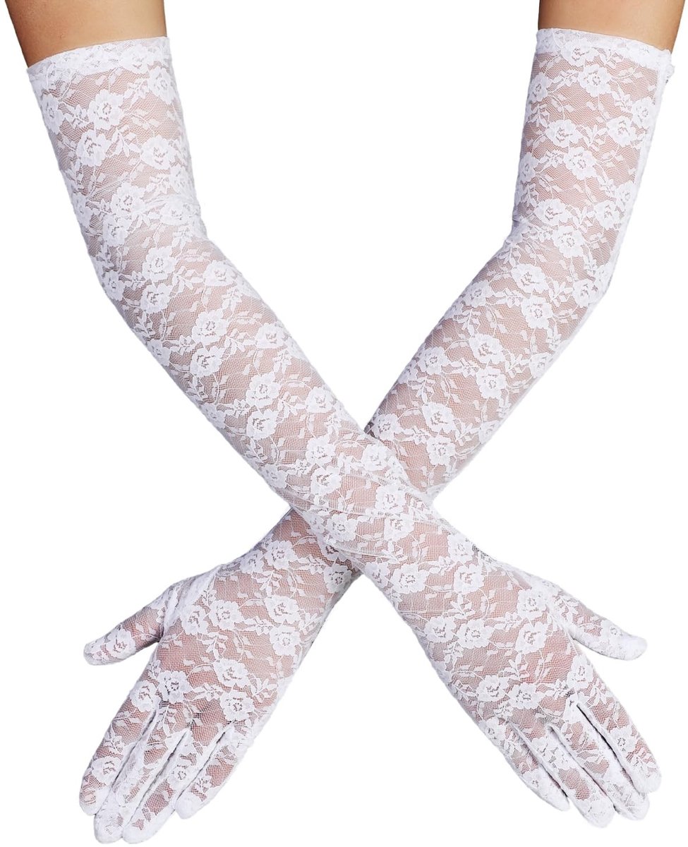 Dailygoods- Handschoenen Kant 54cm - Lange Elegante Handschoenen - Bruiloft/Avondfeest - Flexibel/Zacht - Herbruikbaar/Wassen - Europees/Amerikaans Stijl