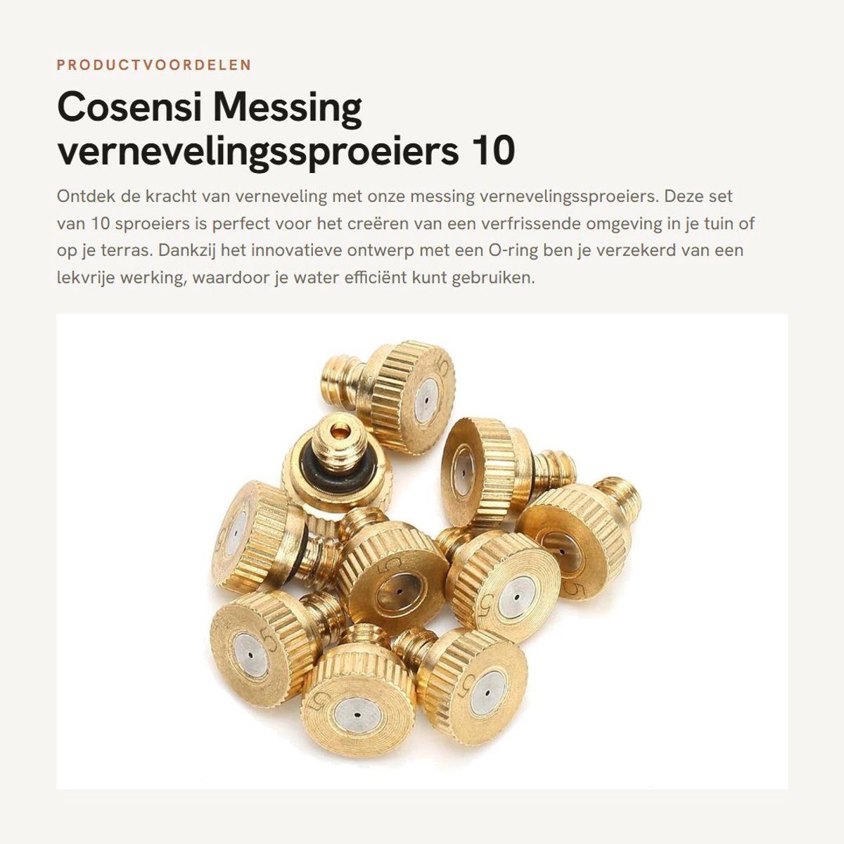 Dailygoods- Vernevelingssproeier 10 Stuks - Messing - Lage Druk - Sproeikop - Vernevelingssysteem - Corrosiebestendig - O-ring voor Waterdichtheid