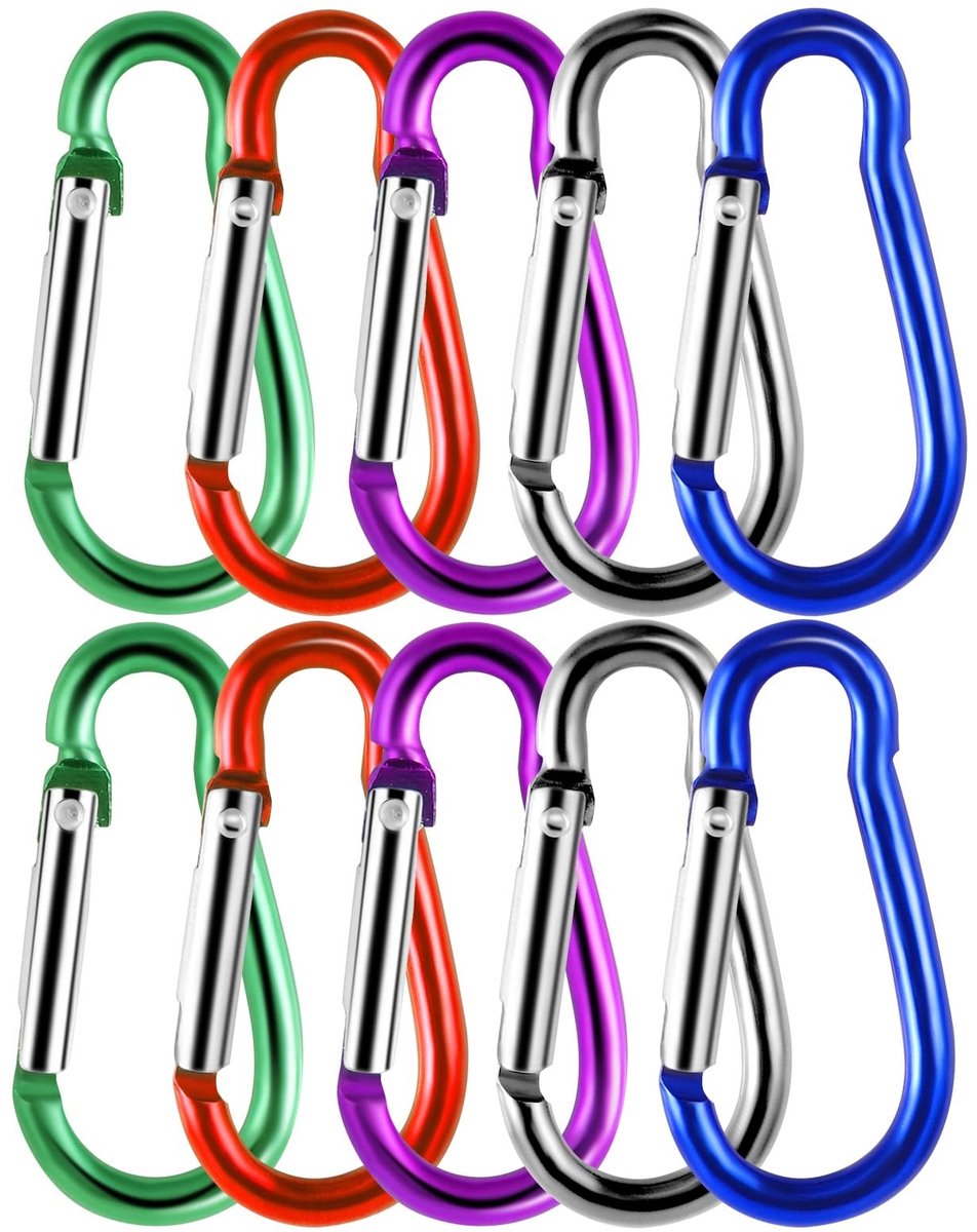 Dailygoods- Karabijnhaak - Pakket van 30 stuks - Aluminium - Sleutelhanger - Klikvergrendeling - Duurzaam - 3,5 x 40 mm