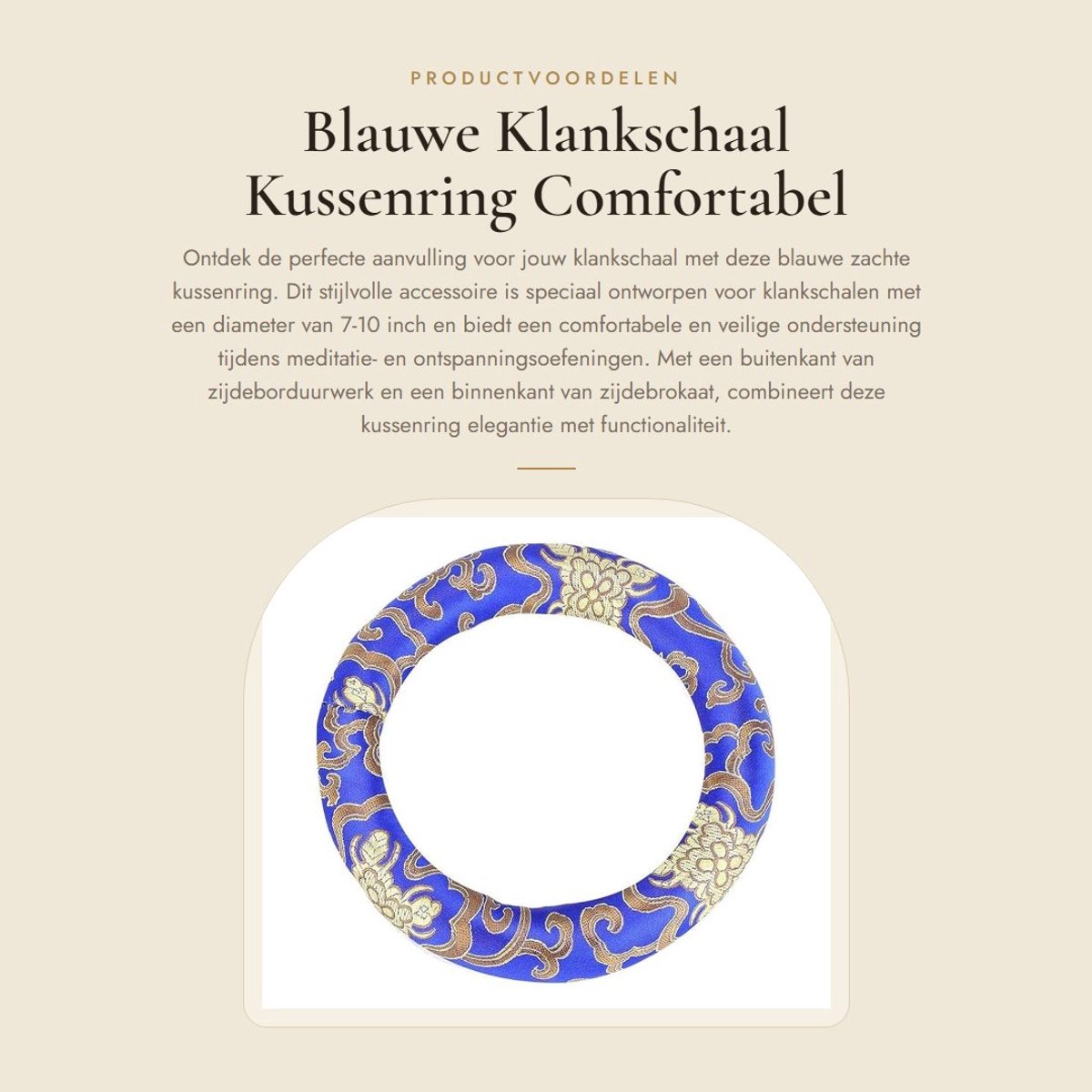 Dailygoods- Klankschaal Kussenring - Zacht/Comfortabel - Zijde/Boorduurwerk - Geschikt voor 7-10 inch - Elegant Ontwerp - Lichtgewicht 30g - Klankschaalkussen
