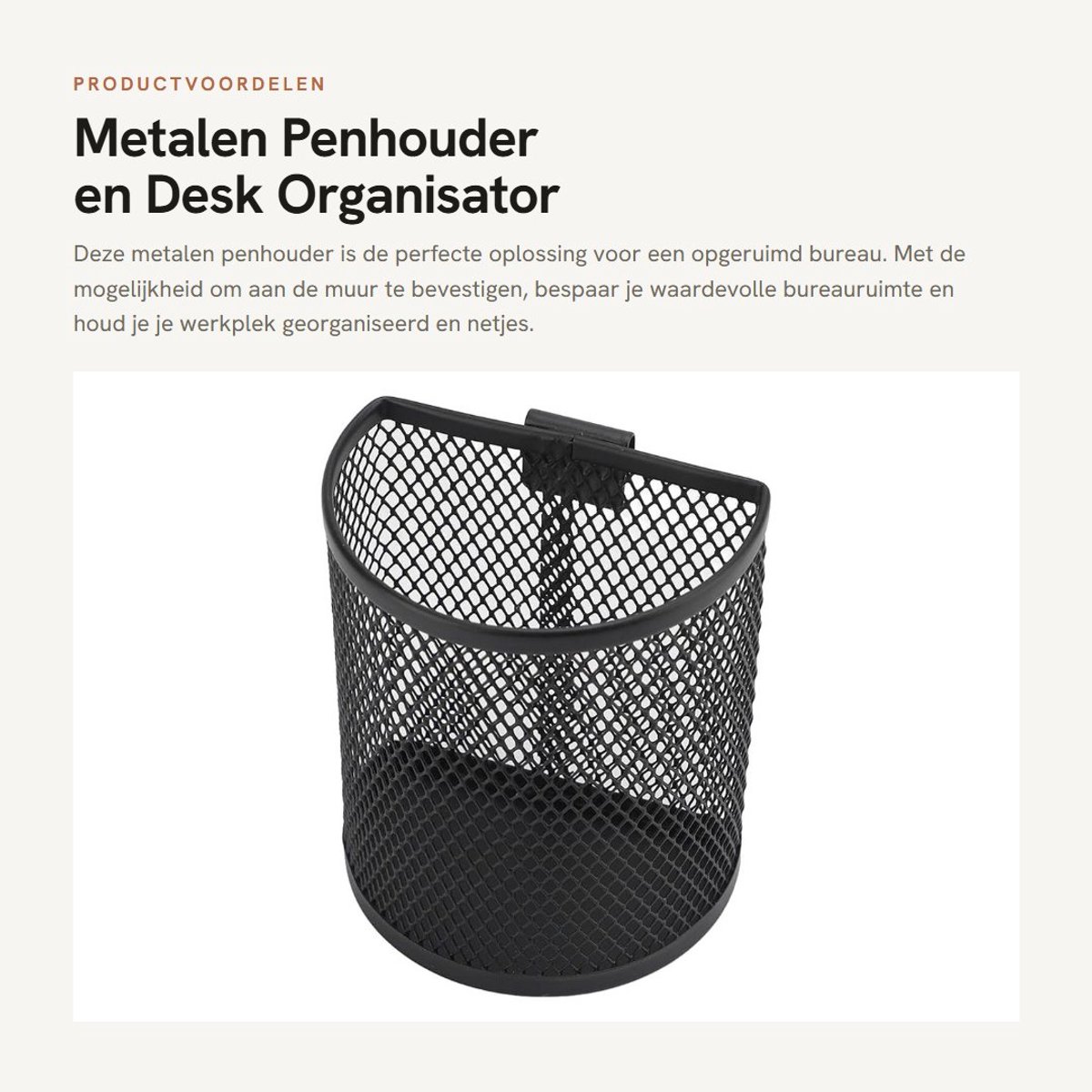 Dailygoods- Penhouder Grote Capaciteit - Bureau Organizer - Wandbevestiging - Metalen Organizer - Opslag voor Kantoor/School - Ruimtebesparend Design - Bureauorganizer