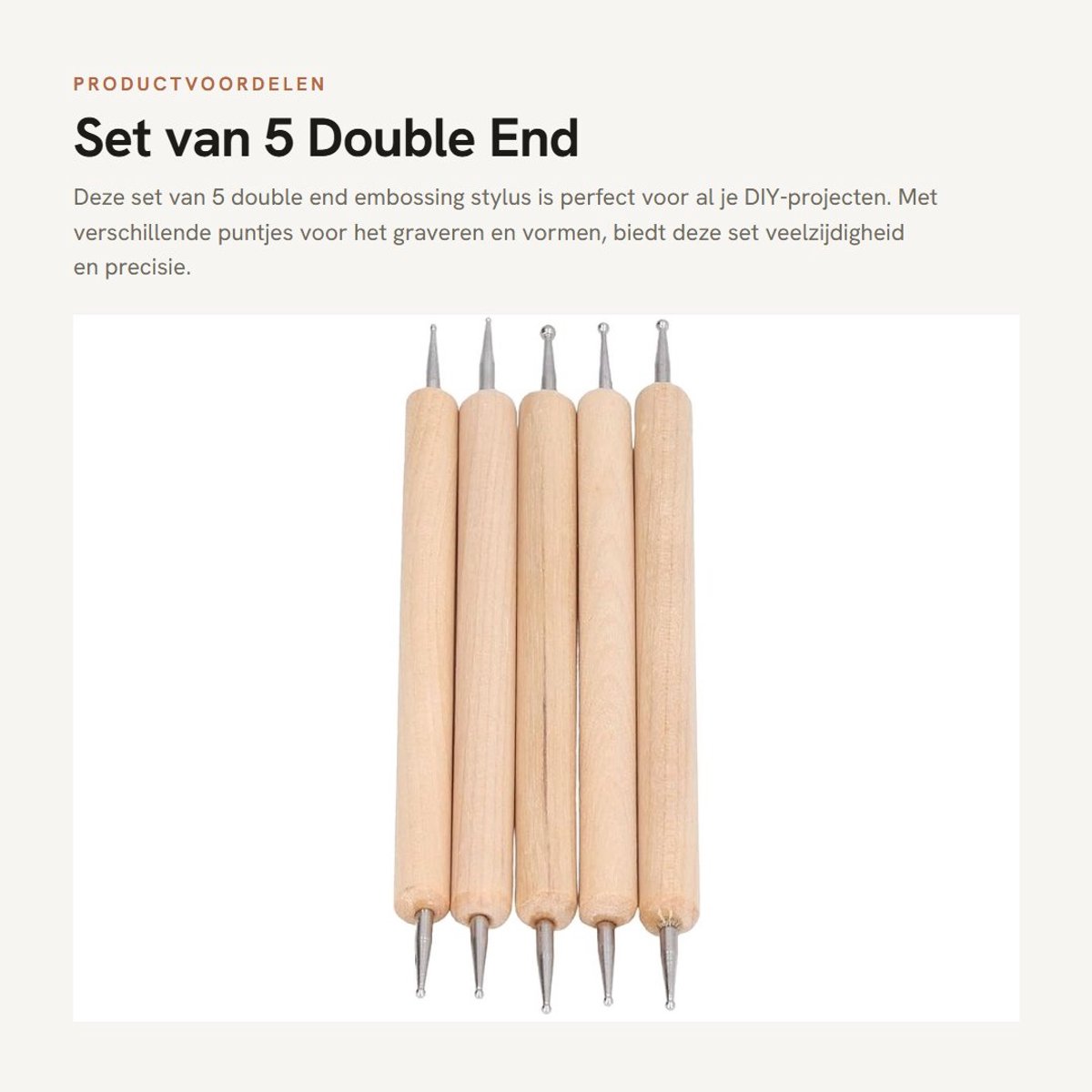 Dailygoods- Embossing Stylus Set - 5 Stuks - RVS - Dubbelzijdig - Balpunt - Tracing Puntjes - Voor DIY Schilderen