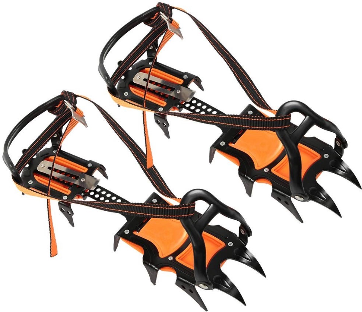 Dailygoods- IJsstijgijzers Hoge Elasticiteit - Crampons - Slijtvast Staalmateriaal - Koudebestendig - 12 Tanden - Voor Sneeuw/IJs