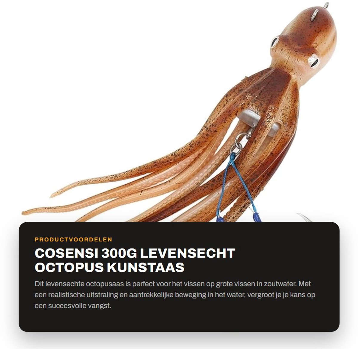 Dailygoods- Octopus Kunstaas 300g Levensecht - TPE - Roestvrij Staal - Vissen Aas - Zeewater - Aantrekkelijke Rok - Vishaak
