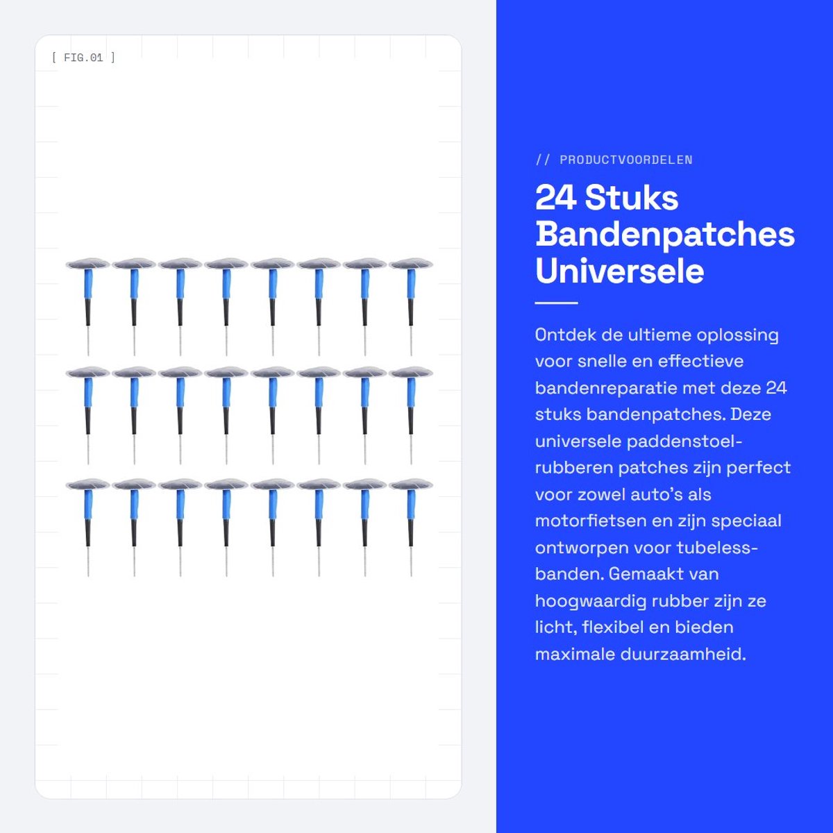 Dailygoods- Bandenpatches 24 stuks - Universele Rubber Patch - Tubeless Bandenreparatie - Hoge Temperatuurbestendigheid - Flexibel en Duurzaam - Goede Afdichtingsprestaties