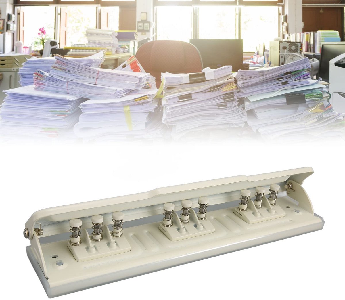 Dailygoods- Perforator 9 Gaten - Antislip - Stabiele Werking - Onafhankelijke Snijkop - 8 Vellen - Duurzaam Metaal - Papierpons