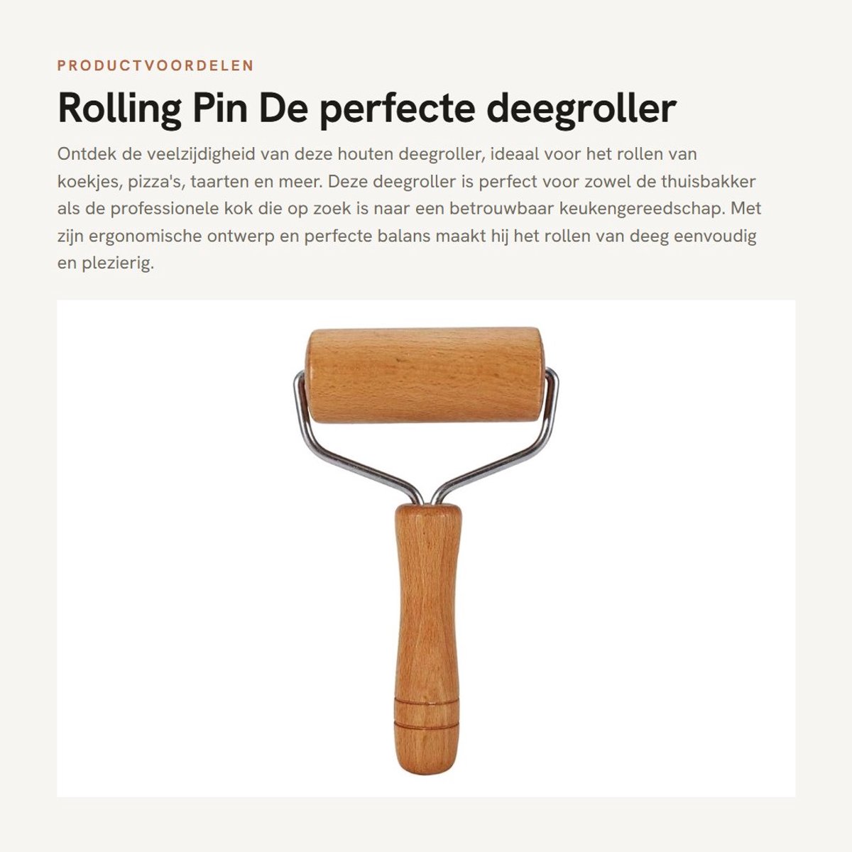 Dailygoods- Deegroller Houten - Perfect uitgebalanceerd - Deegschraper - Bakmat - Keukengerei - 2-in-1 functie - Bakroller