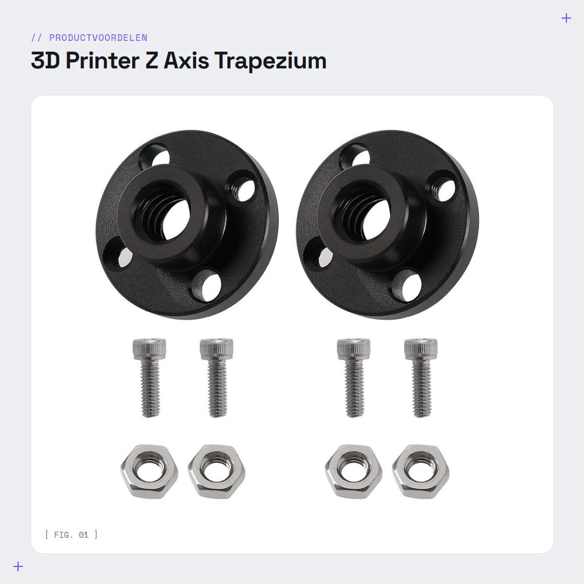 Dailygoods- Loodschroef 8 mm - Trapeziumvormige Moeren - Schroeven - POM Materiaal - Compatibel met Prusa I3 MK2 MK2S MK3 MK3S - Eenvoudig te installeren - Schroef