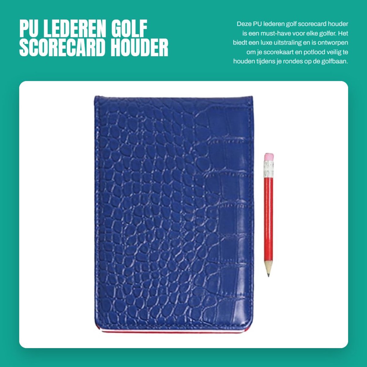 Dailygoods- Golf Scorecard Houder Luxe - PU Lederen Scoreboek - Potlood Inclusief - Elastische Bandbevestiging - Stijlvol Ontwerp - Hoogwaardig Materiaal