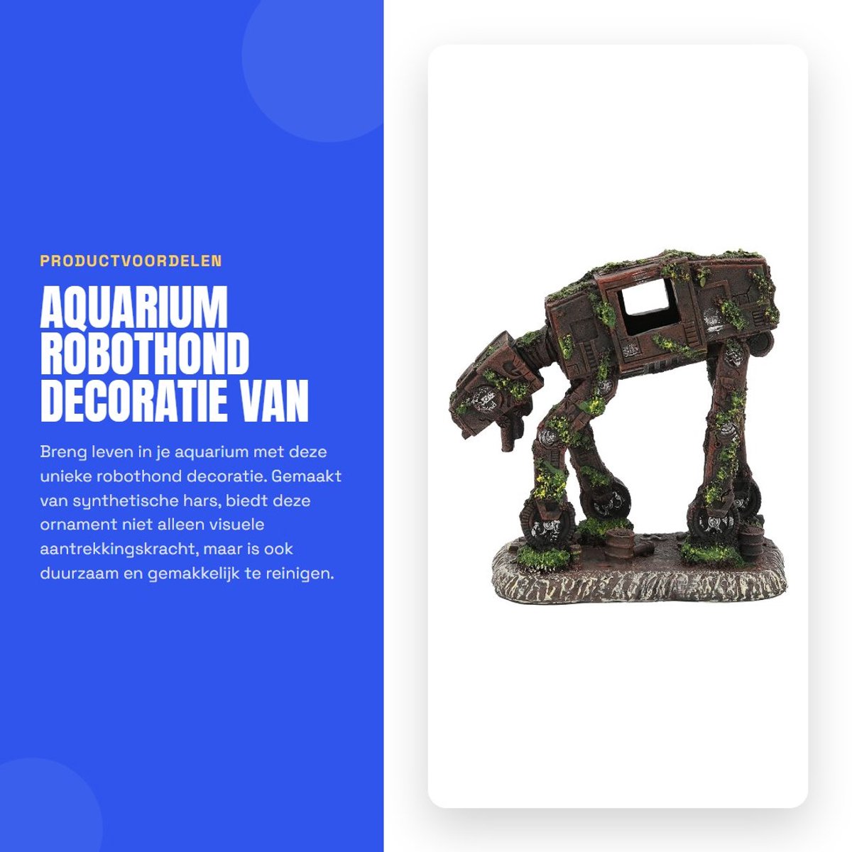Dailygoods- Aquariumdecoratie Robothond - Synthetische Hars Ornament - Visuele Aantrekkingskracht - Corrosiebestendig - Ecolologisch Veilig - Makkelijk te Reinigen - Aquariumornament