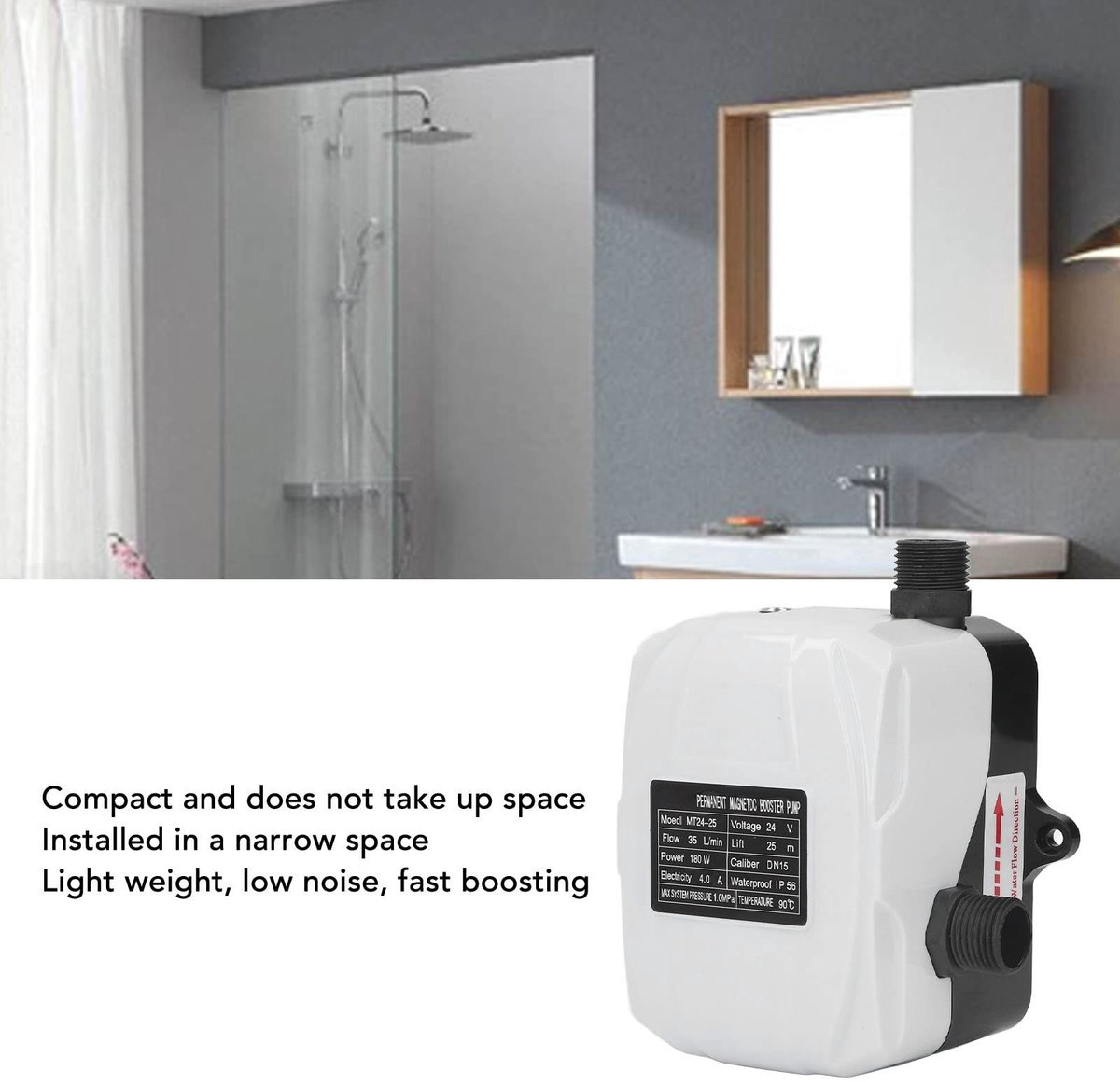 Dailygoods - Waterdrukpomp - Drukbooster - Compact en krachtig - 180W - Voor wateroverdracht - Geschikt voor camper en home - 35L/min