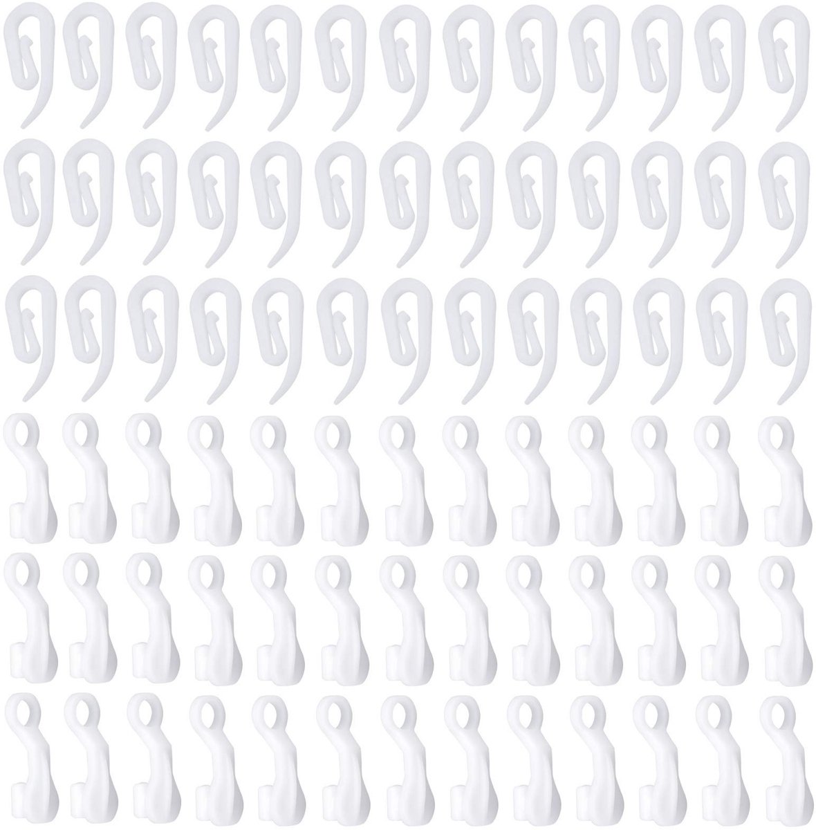 Dailygoods- Gordijnhaken 100 Stuks - Witte Kunststof - Gordijnglijders - Plooihaken - Gordijnringen - Universele Maat 2,8 x 1,2 cm - Gordijnaccessoires