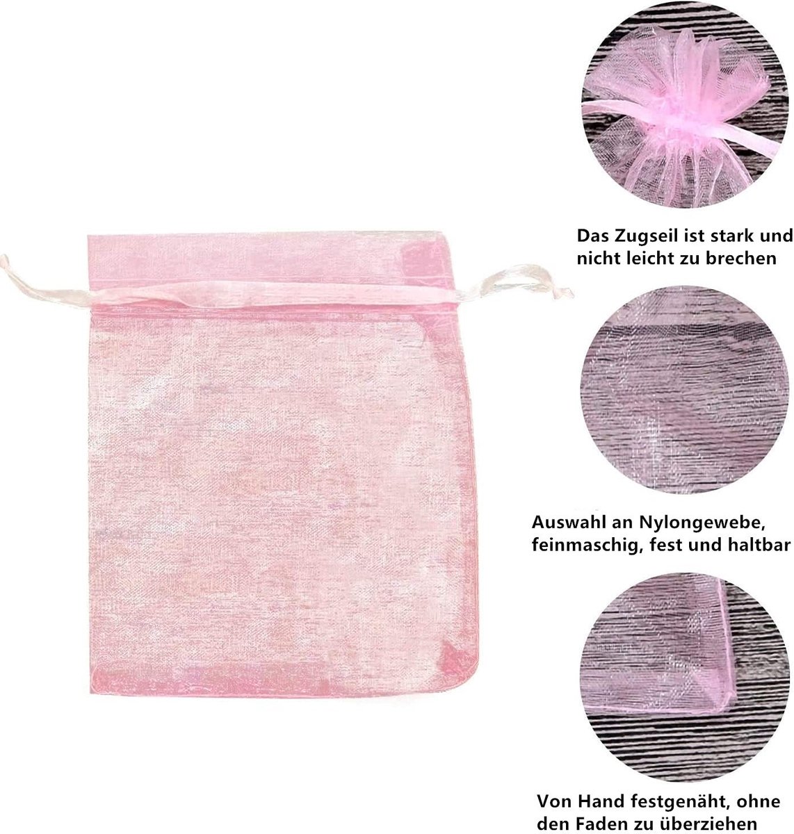 Dailygoods- Organza Zakjes 7 x 9 cm - 100 Stuks - Geschenktas - Jute Zakjes - Party Zakjes - Trouwen - Met Trekkoord - Geschenkzakjes