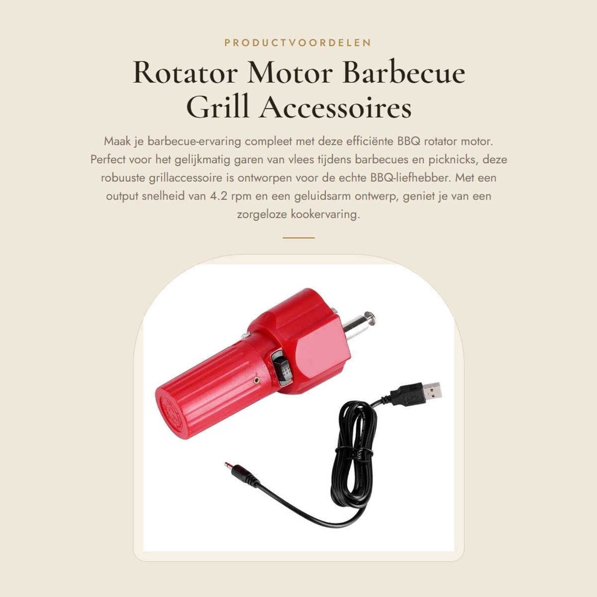 Dailygoods Rotator Motor - Barbecue Grill Accessoires - Hoogwaardige Constructie - Rood - Roosterhouder - Ideaal voor Barbecues en Picknicks - 4...