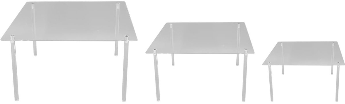 Dailygoods- Taartstandaard 3-delig - Vierkante Acryl Taartstandaard - Taartplateau - Taartschaal - Grote Capaciteit - 20/25/30 cm