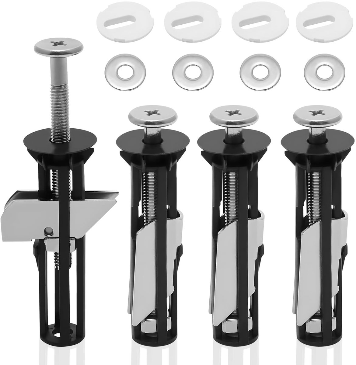Dailygoods- Toiletbrilboutenset 4 stuks - Heavy Duty - Bevestigingsmiddelen - Snelontgrendelend - Roestvrij staal - Betrouwbaar vergrendelingsmechanisme - Toiletbrilbevestiging