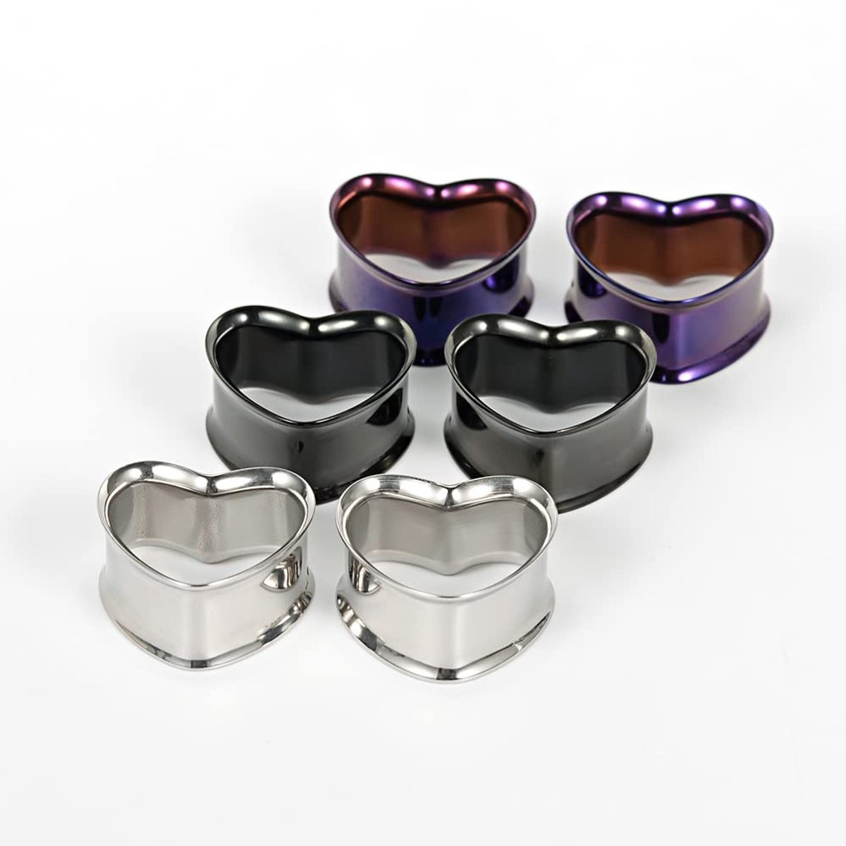 Dailygoods- Trompettunnelstekker Hartvormig - Roestvrij Staal - Expanderpiercing - 0 g/2 mm - 1/2"(12 mm) - Geschenkdoos - Piercing