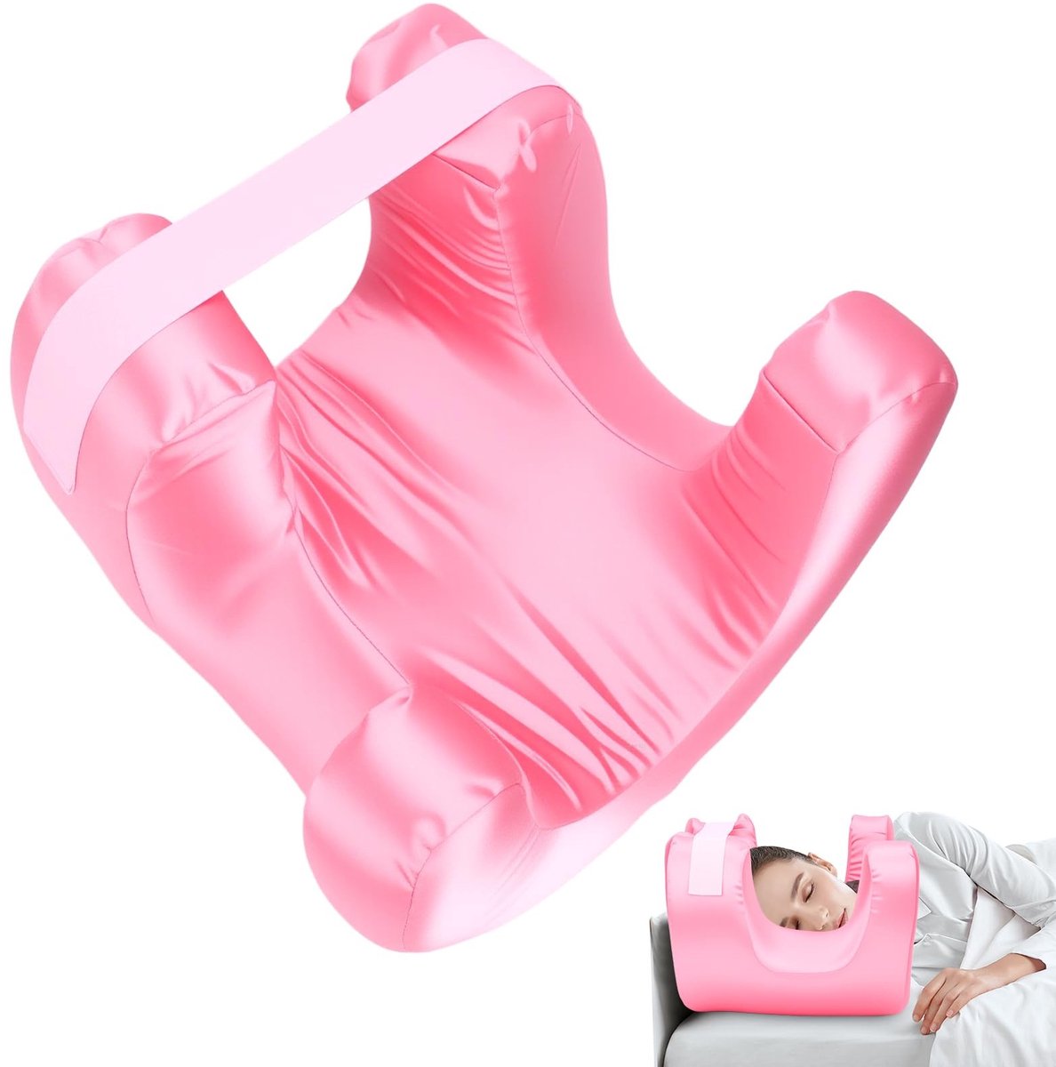Dailygoods- Gezichtskussen ergonomisch - Gezichtskussen voor massage - Gewichtskussen - Zijden doek - Traagschuim - Uniek vormontwerp - Schoonheidskussen
