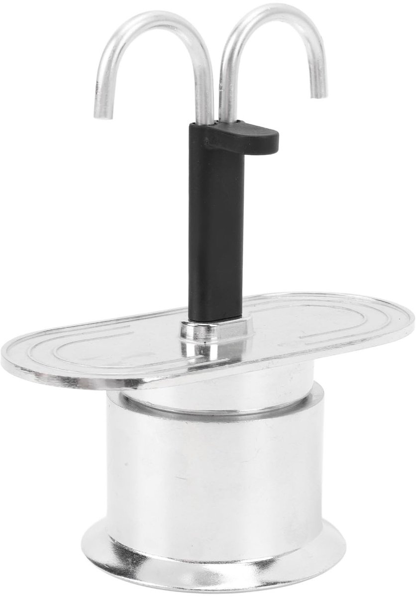 Dailygoods- Koffiezetapparaat Dubbele Buis - Koffiepot met Dubbele Kop - Draagbaar - Aluminium - Compact - Eenvoudig te Wassen