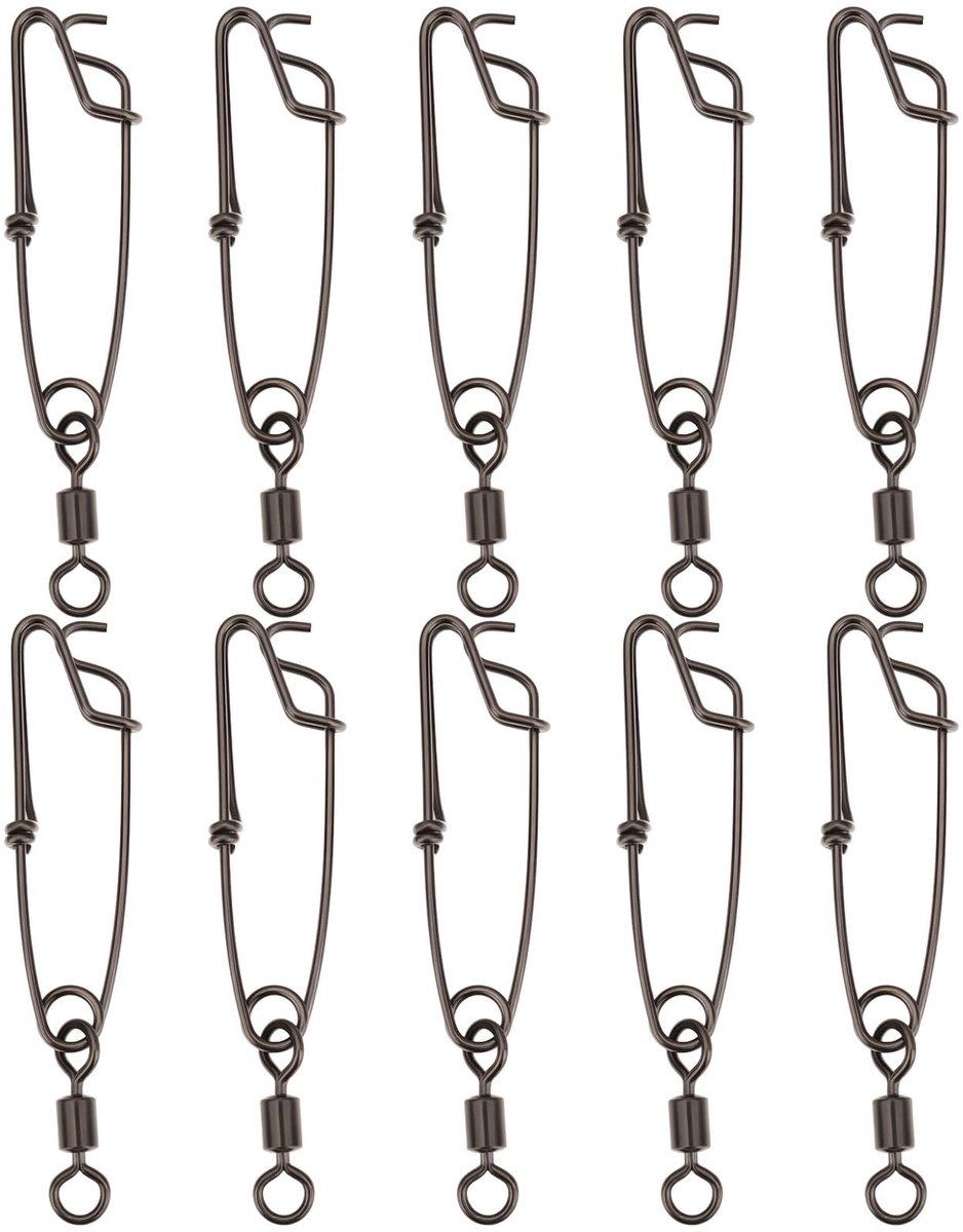 Dailygoods- Vissnoer 10PCS - Heavy Duty - Zoutwatervissen - Haaien/Tonijn - Snaps - Roestvrij staal - Max. treksterkte 128 kg - Visclips