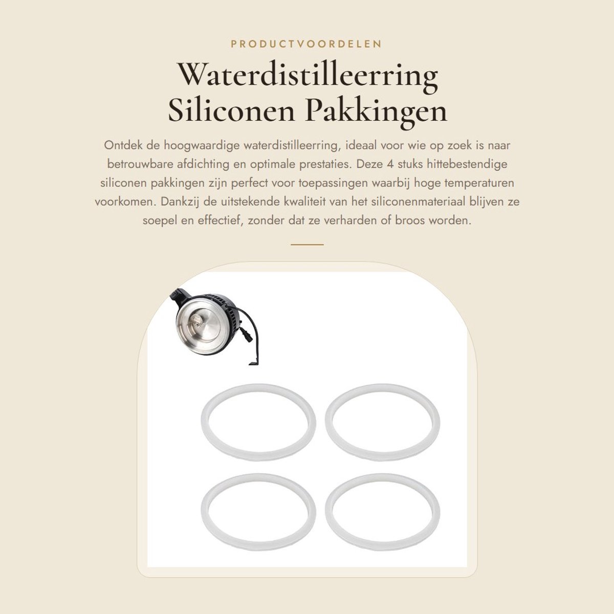 Dailygoods- Waterdistilleerring 4 Stuks - Hittebestendige Siliconen - Afdichtingsring - Effectieve Afdichting - Optimale Prestaties - Hoge Temperatuur Weerstand - Afdichtring