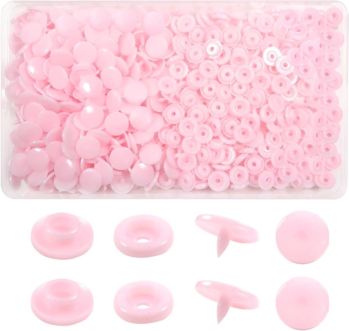 150 Sets Drukknopen Plastic T5 12mm Roze voor Accessoires, Kleding, DIY en Scrapbooking