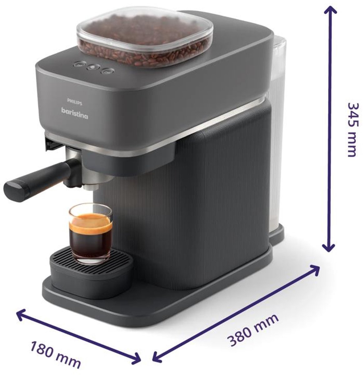 Philips Baristina - BAR300/60 - Espressomachine - Pistonmachine - Zwart — afbeelding 2