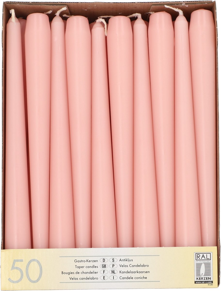50 Kandelaarkaarsen Ø 2,2 cm · 25 cm peach