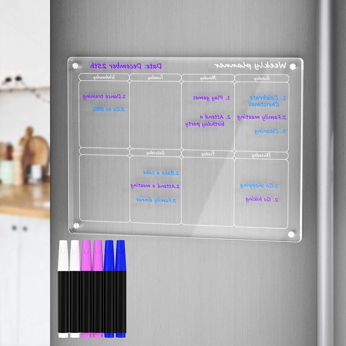 Wekelijkse Kalender Koelkast - Magnetische Planner - Dagelijks Leven Plannen - Helder Acryl Materiaal - 40x30 cm - Transparant