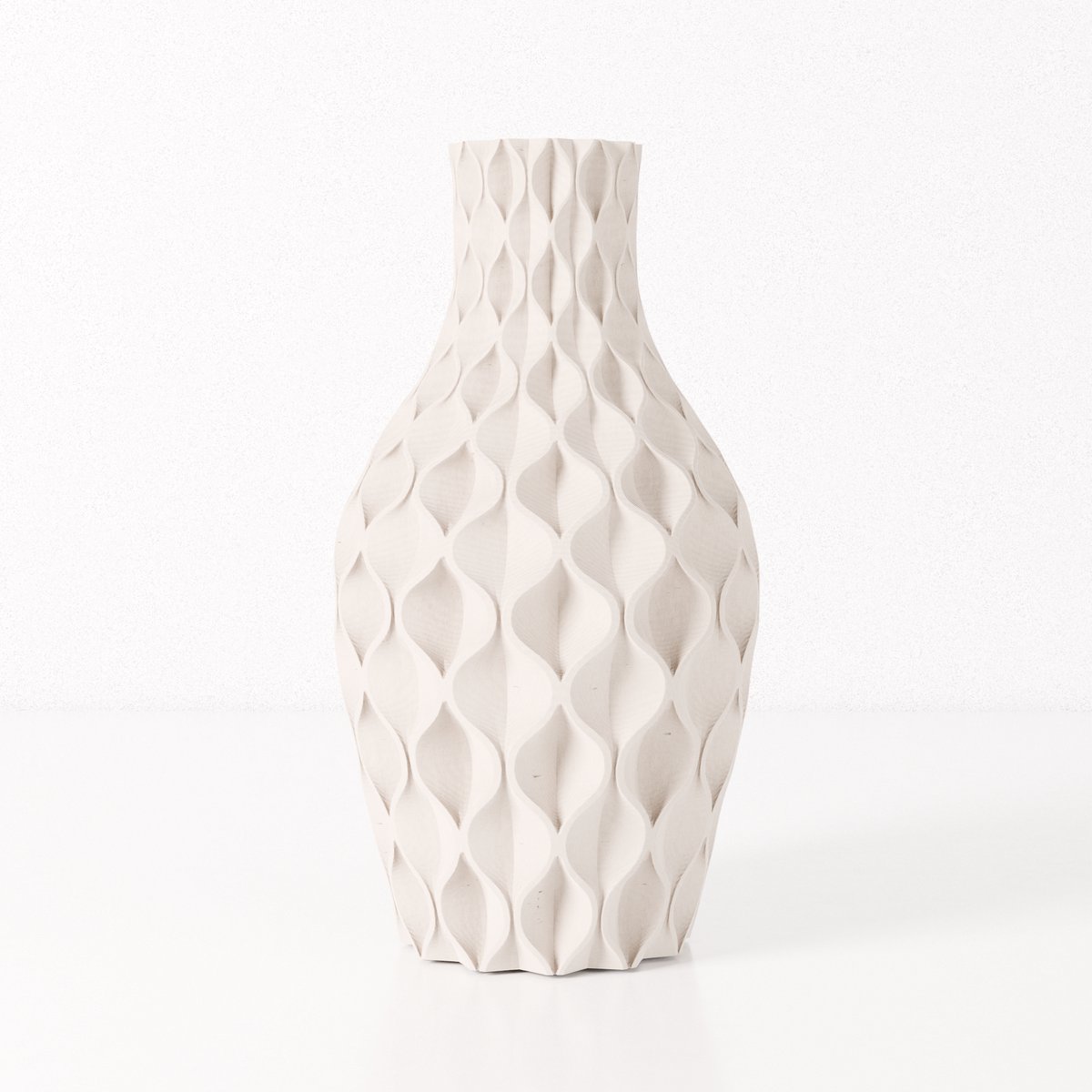 Fleuriek vaas VERA - Beige H40 cm - Luxe designvaas voor tafel of dressoir - Reliëfpatroon