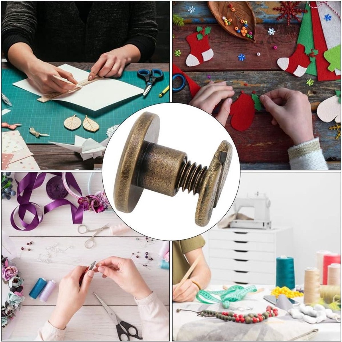 50 Sets Zilveren Chicago Screws, Duurzame Messing Platte Hoofd Bouten voor Leerbewerking, Handgemaakte Reparatie voor Portemonnee, Tas en Handwerk