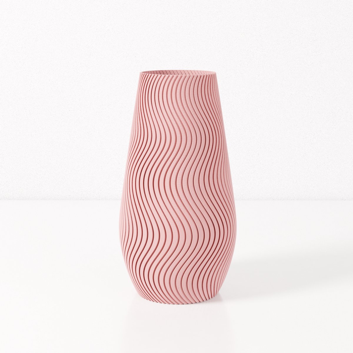 Fleuriek vaas SOFIA - Roze H40 cm - Smalle designvaas voor tafel of dressoir - Golvend patroon