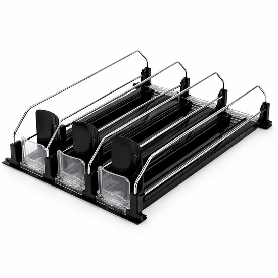 Relaxdays koelkast organizer, voor flessen, stapelbaar, voor limonade, bier of wijn, HxBxD 10x11x20,5 cm, transparant