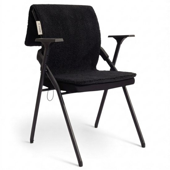 Kuddle Elektrische Deken Draadloos - Warmtedeken Infrarood & Oplaadbaar - Teddy 'Black' 135x45cm - Inclusief Batterij