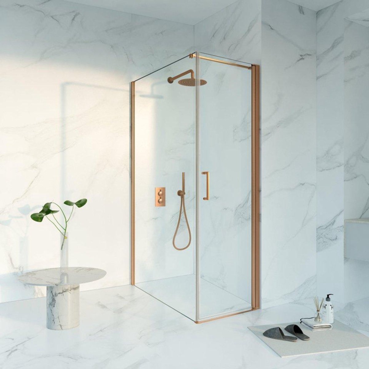 FugaFlow Eccelente Vetro Douchecabine - 60x120x200 - Profiel veiligheidsglas - anti kalk - Geborsteld koper PVD (Koper)