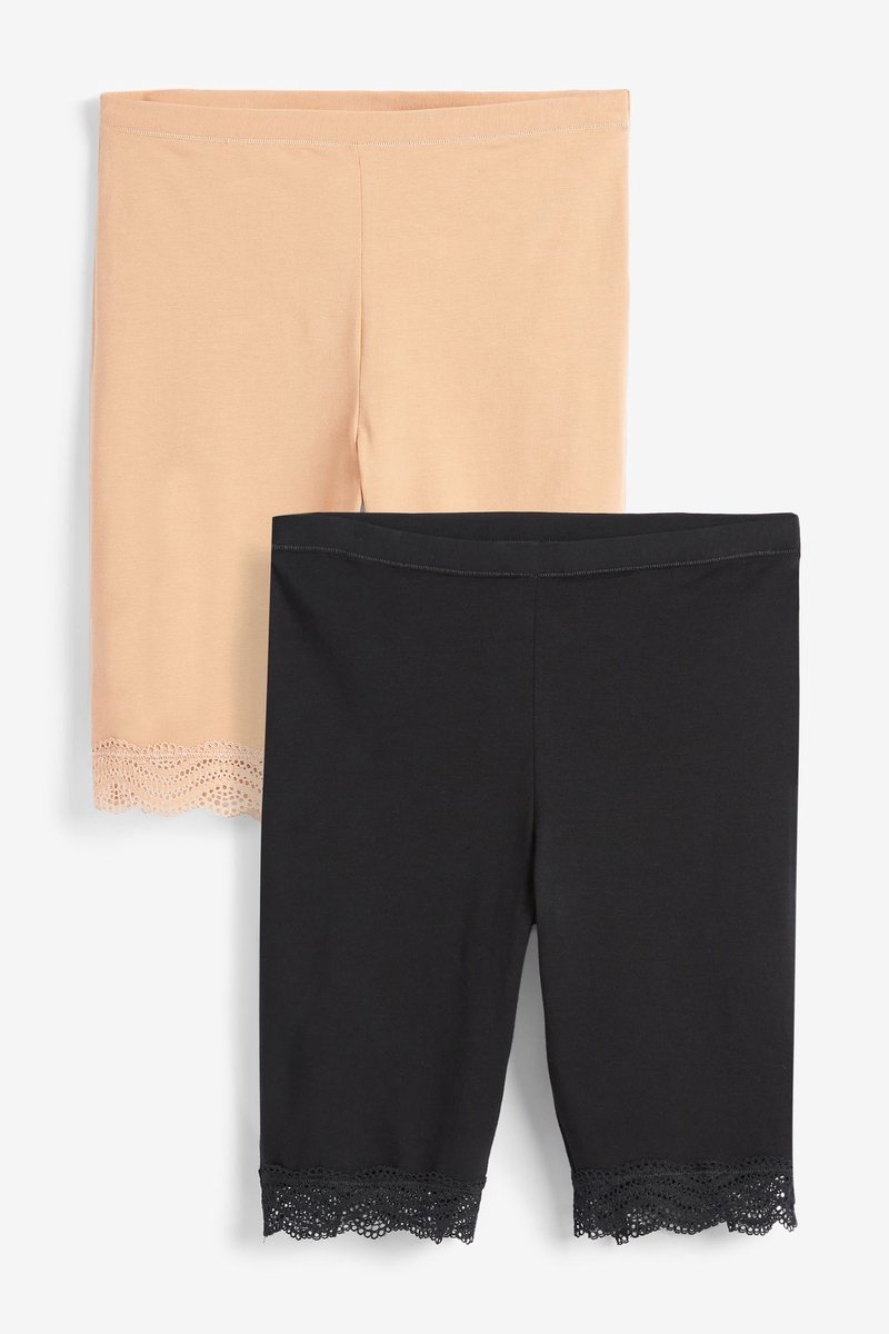 Next Dames - Set van 2 anti-schuur shorts van katoenmix - Zwart Black / Pastel Rose Nude