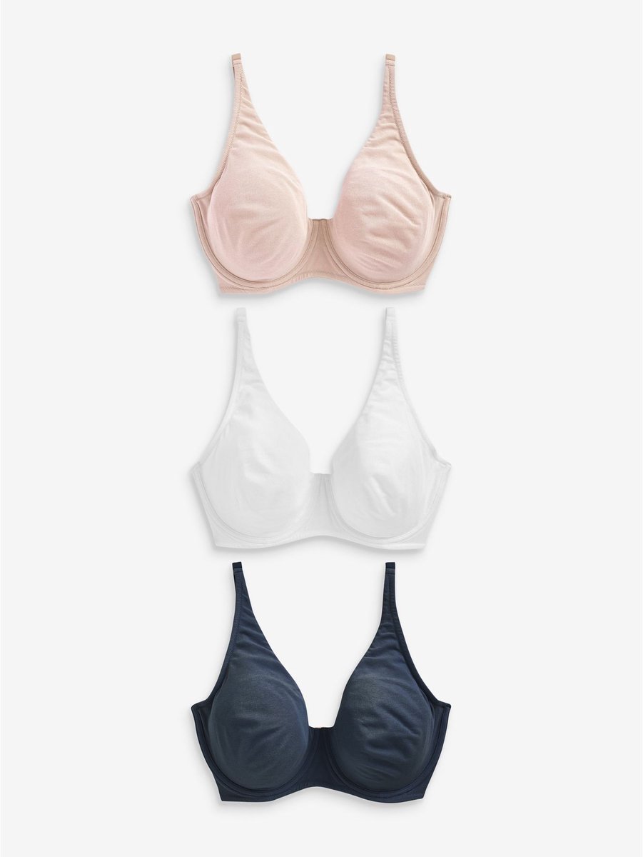 Next - Dames - DD+ ultiem comfort beha's van katoenmix verpakking van 3 - Blauw