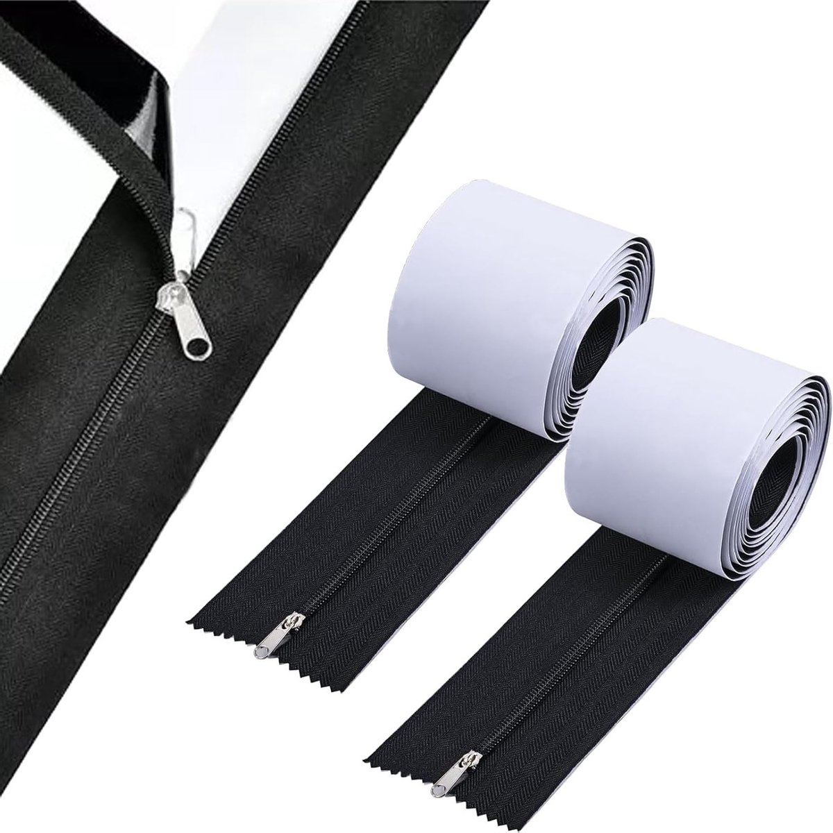 2 Stuks Zware Zelfklevende Ritsen, 84"x3" Stofbarrière Rits voor Directe Deurbescherming, Duurzame Tarpaulin Ritsen voor Bouw en Renovatie