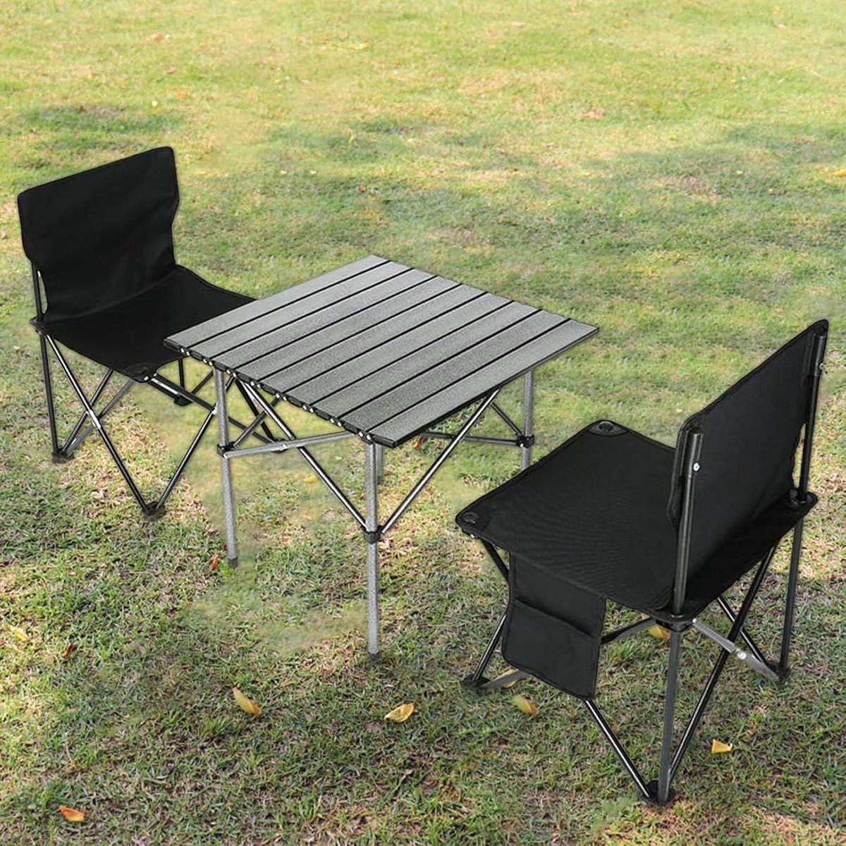 Campingstoel Set 3-Delig – Opvouwbare Campingstoelen met Tafel – Lichtgewicht & Waterdicht Oxford Doek – Draagbare Outdoor Meubelset voor Camping, Picknick, Strand & Tuin – Meuble Paris