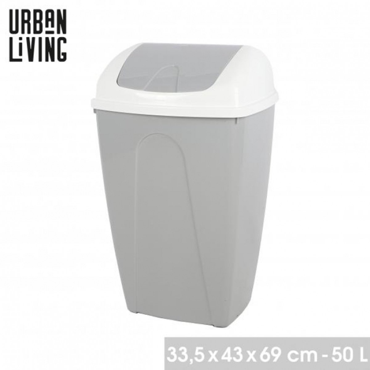"PASHA" Flip afvalbak 50L – tweekleurig wit en Nomad Grey
