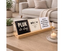 Printazzy - Tegelhouder hout 3 tegels – Tegel standaard 36 cm – Houten display rek – Woondecoratie houder – Cadeau interieur accessoires