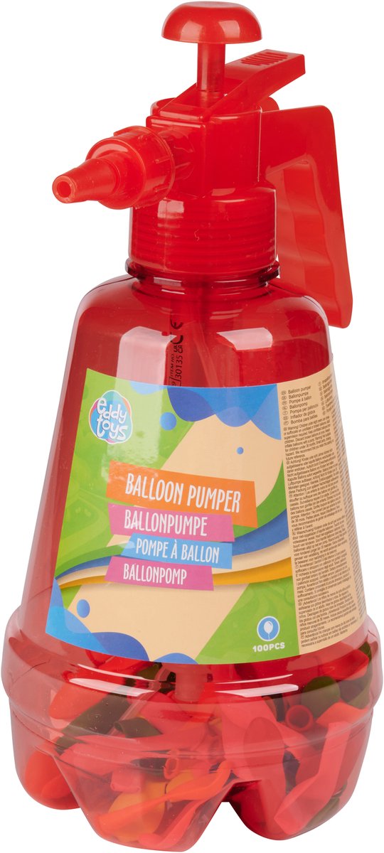 Eddy Toys Ballonnenpomp met 100 Ballonnen - Handpomp - Assorti - 1 Willekeurige Kleur — afbeelding 3