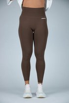 Fitness legging - Legging hoge taille - Legging Gym Sport - Hardloop - Yogabroek voor dames - Sneldrogend, ademend en rekbaar - Spandex / Nylon - Kleur Bruin - Maat XS