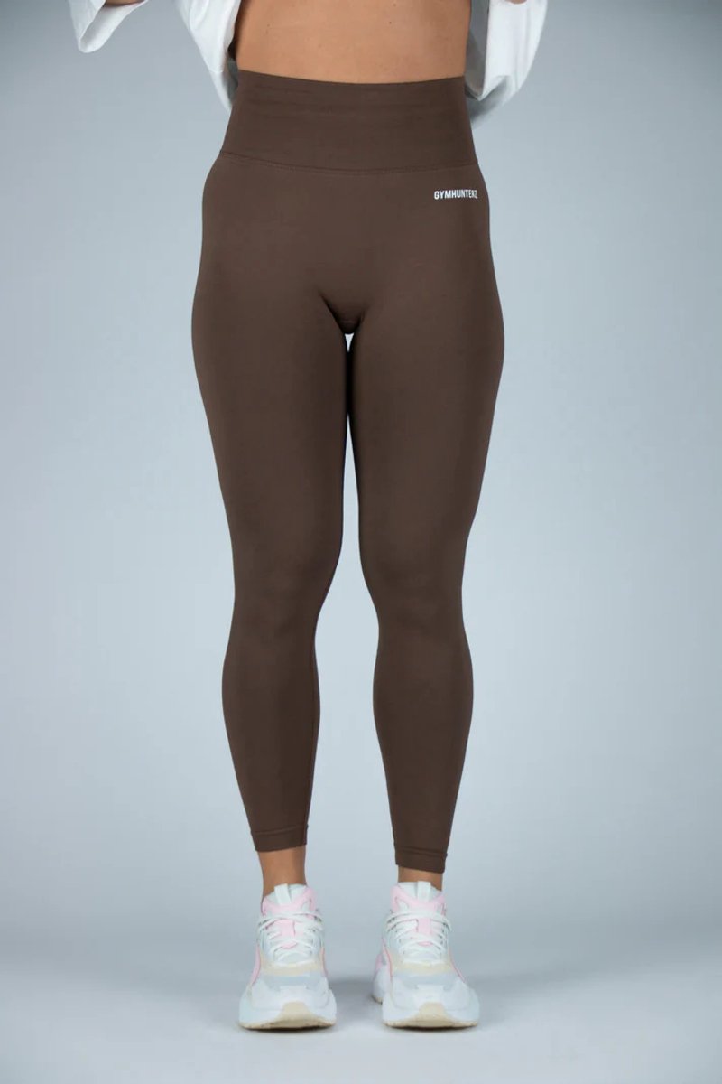 Fitness legging - Legging hoge taille - Legging Gym Sport - Hardloop - Yogabroek voor dames - Sneldrogend, ademend en rekbaar - Spandex / Nylon - Kleur Bruin - Maat XS